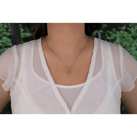 Pendant Only 14k Yellow Gold Heart with Flowers Pendant - Picture 4 of 5